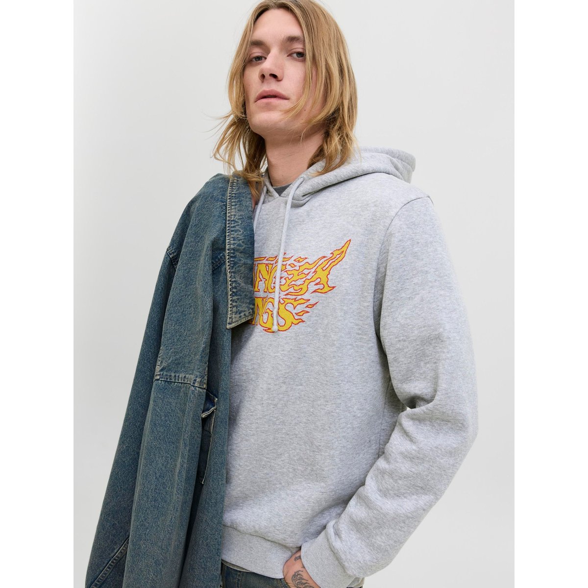 Sweat À Capuche grise - light grey melange, JACK & JONES