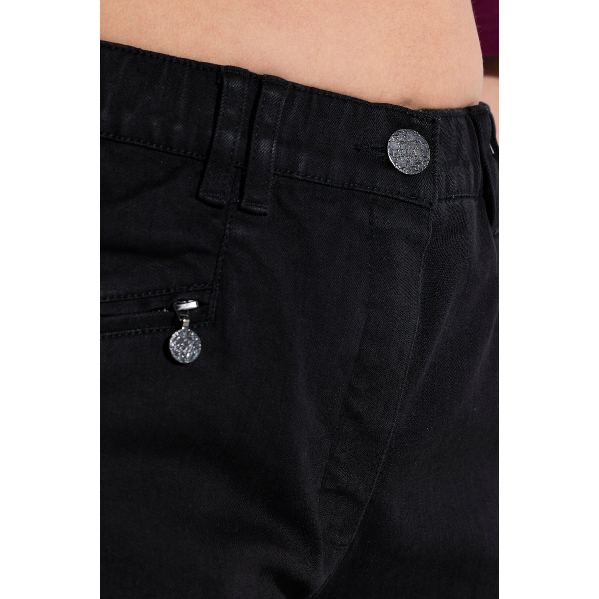 Jean Mony jambe large, poches zippées noir, ULLA POPKEN