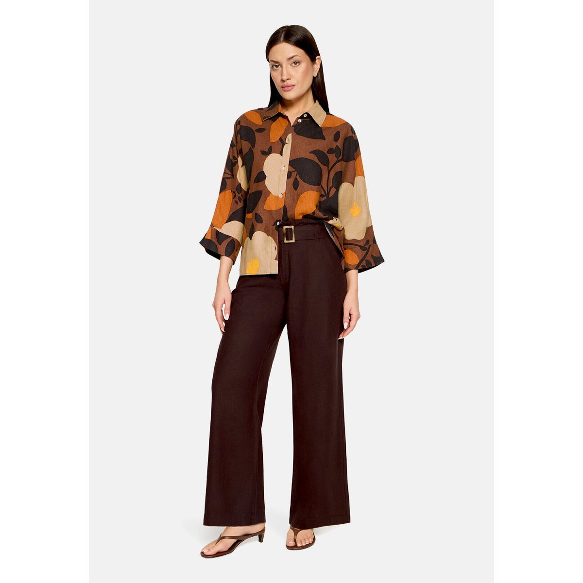 Chemisier oversize à motifs marron/marron, CARTOON