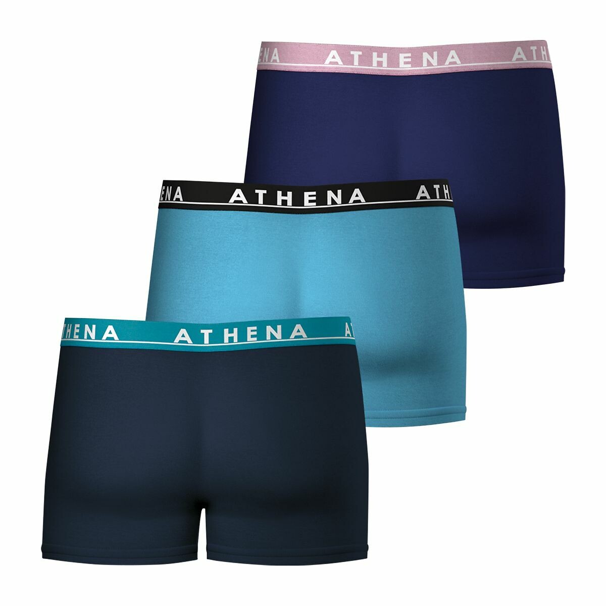 Pack of 3 Plain Easy Colour Hipsters navy+blue+navy, ATHENA