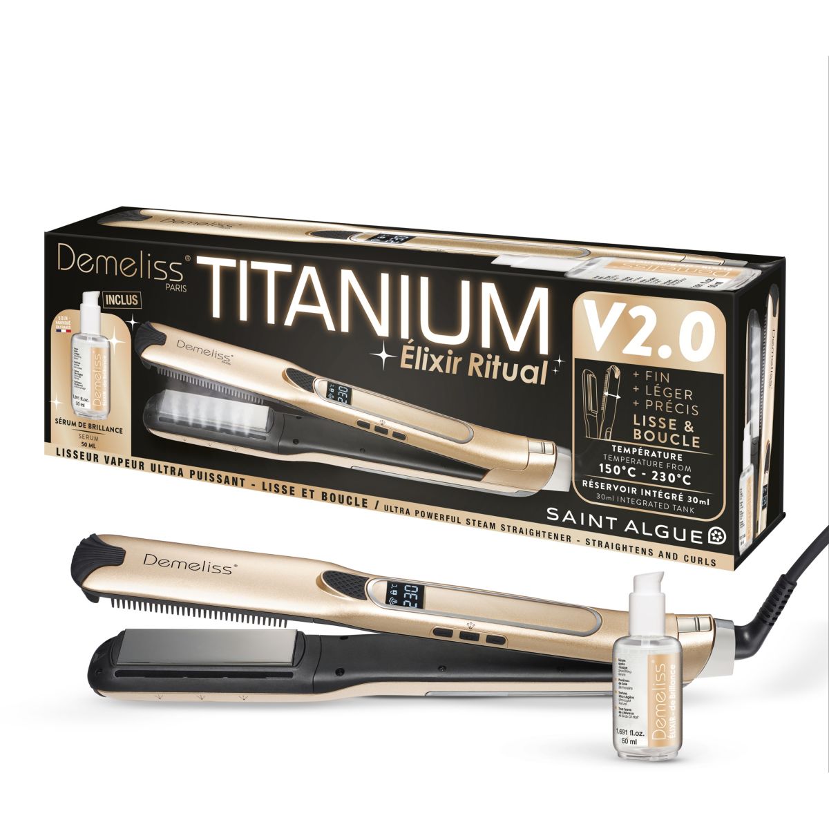 Lisseur vapeur Titanium V2 Elixir Ritu couleur unique, SAINT ALGUE