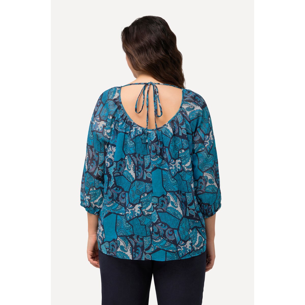 Blouse à imprimé floral bleu saphir, ULLA POPKEN