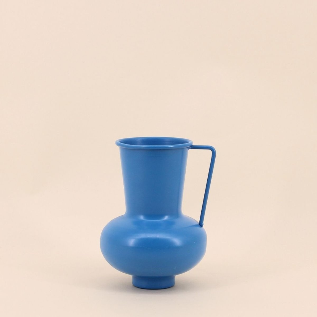 Vase en métal avec anse, H17cm bleu, ORNAMI