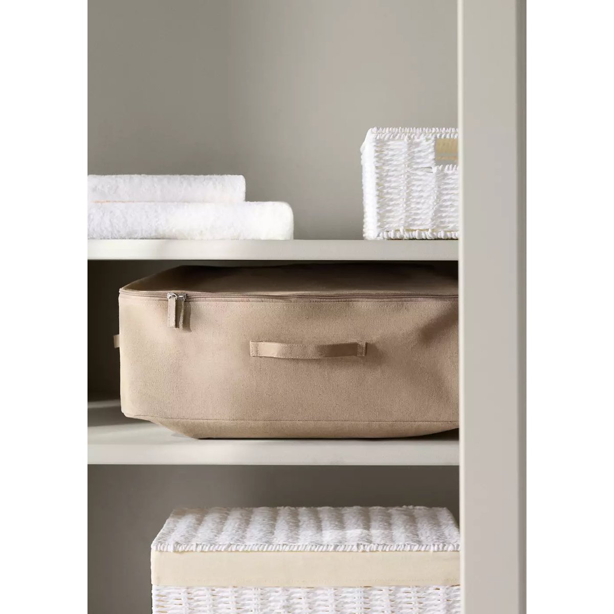 Boîte 100 % coton, grande capacité de rangement beige, MANGO HOME