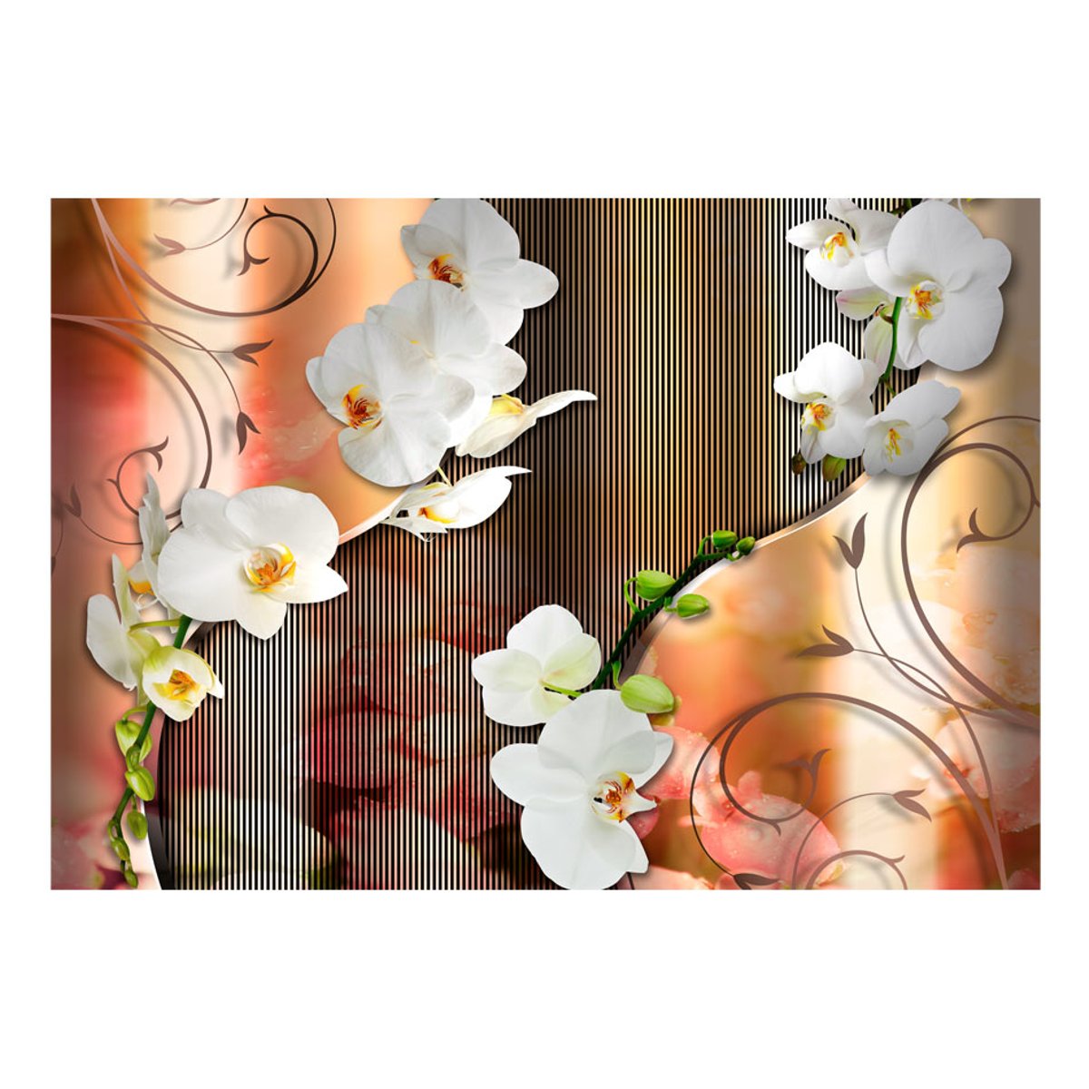 Papier peint intissé panoramique Fleurs Orchid orange / cuivré, EDEN