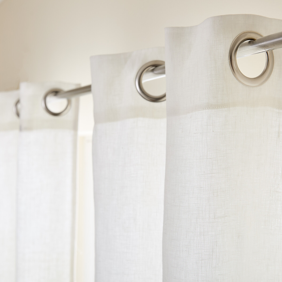 Private Lined Pre-Washed Linen Curtain with Eyelets white, AM.PM