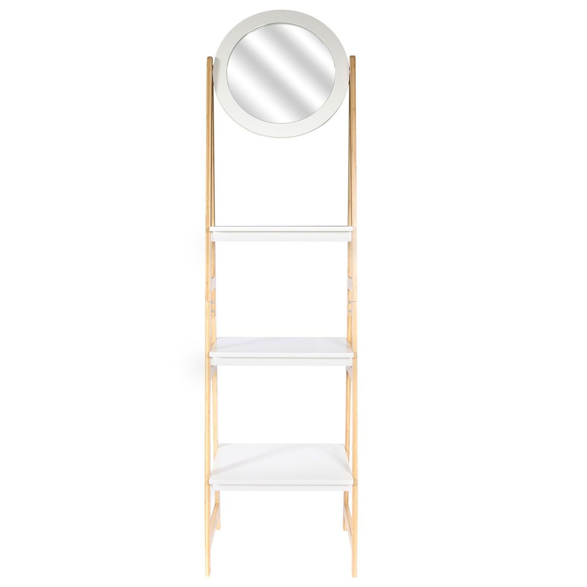 Etagère de salle de bain 3 niveaux avec miroir COPENHAGUE blanc, THE HOME DECO FACTORY