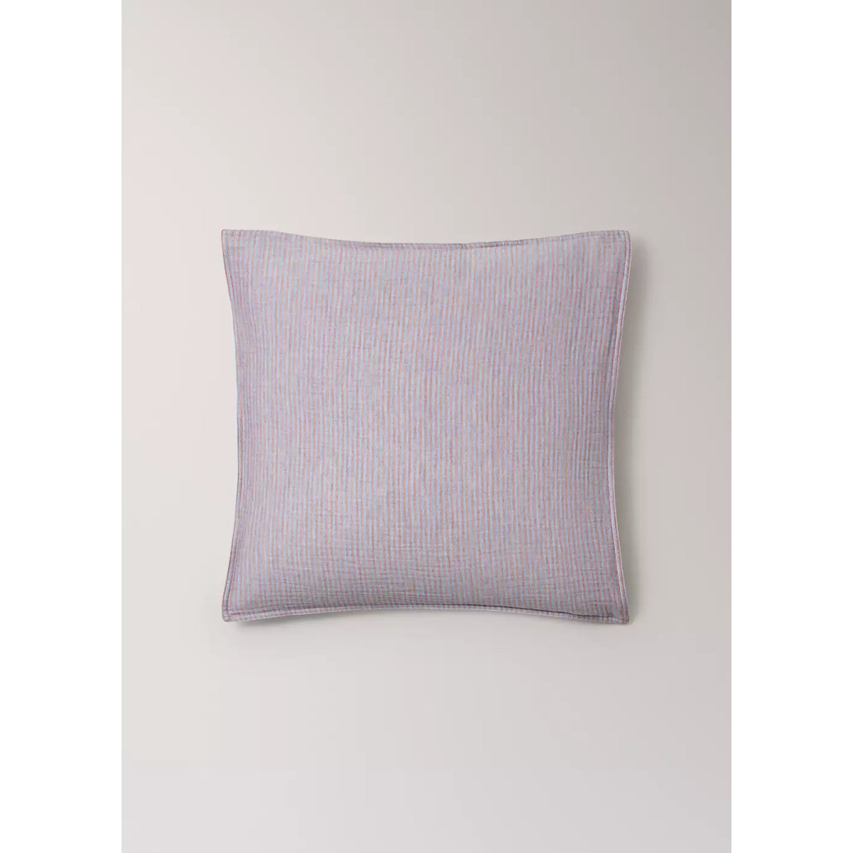 Deux taies d’oreiller coton mousseline à rayures réversibles 60x60 cm rose géranium, MANGO HOME