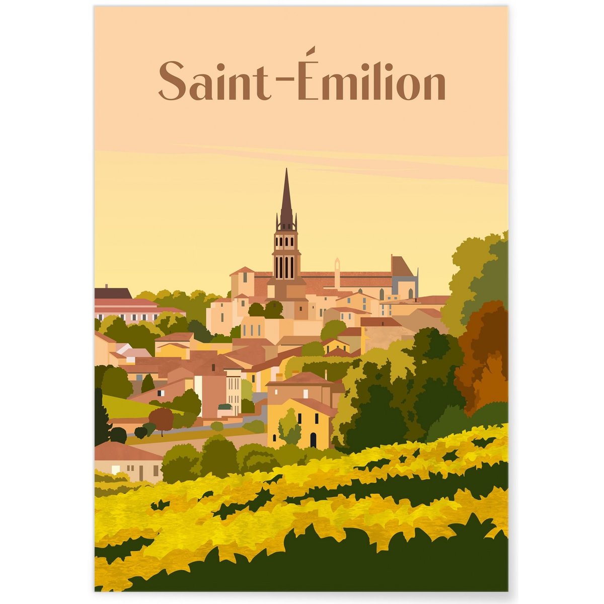 Affiche ville Saint-Émilion blanc, L'AFFICHERIE