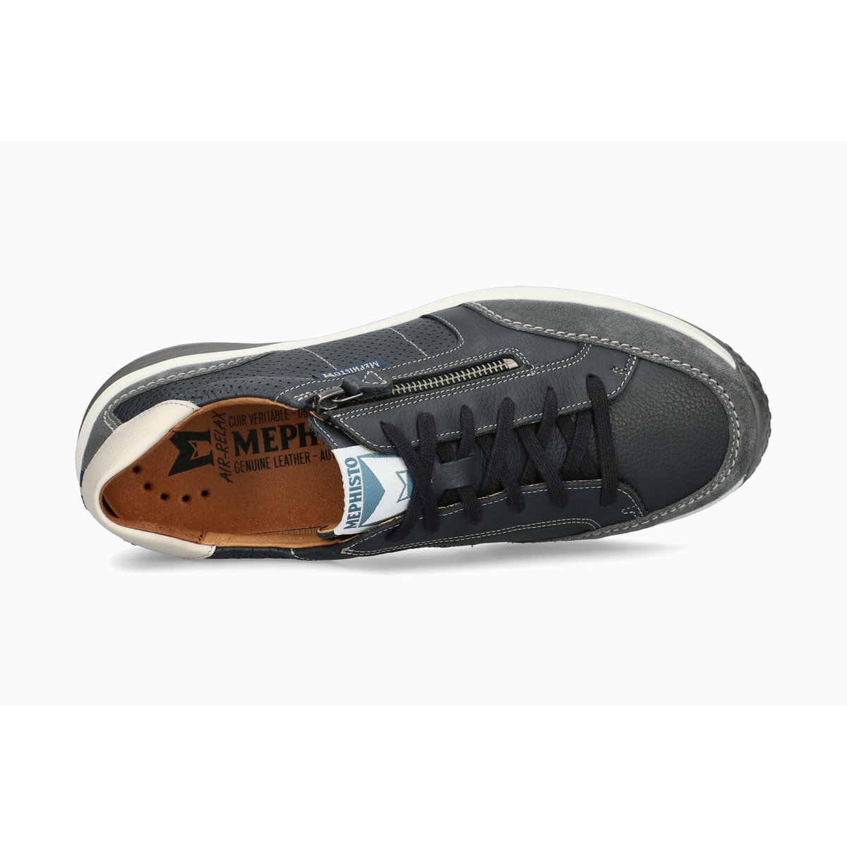 Baskets en cuir SACCO gris metallique p5145103, MEPHISTO
