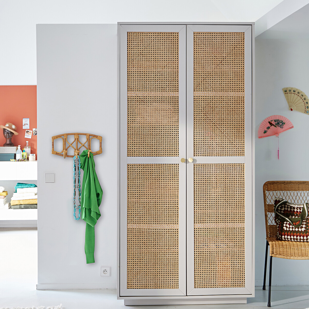 Armoire 2 portes, Paola gris/naturel, LA REDOUTE INTERIEURS