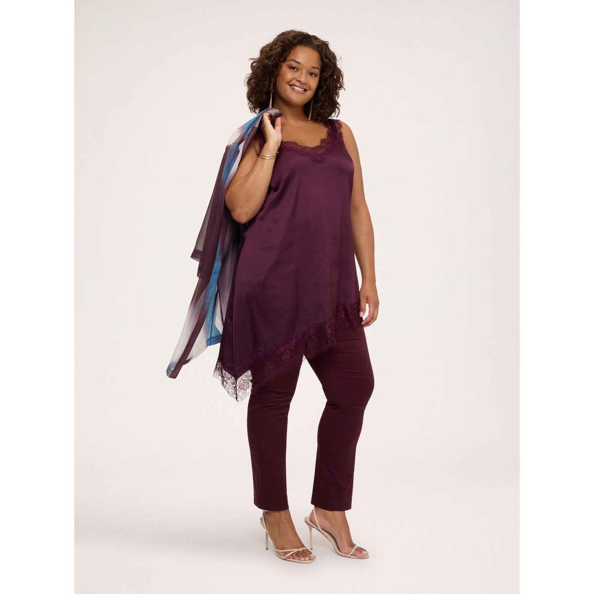 Top avec détails en dentelle burgundy, FIORELLA RUBINO