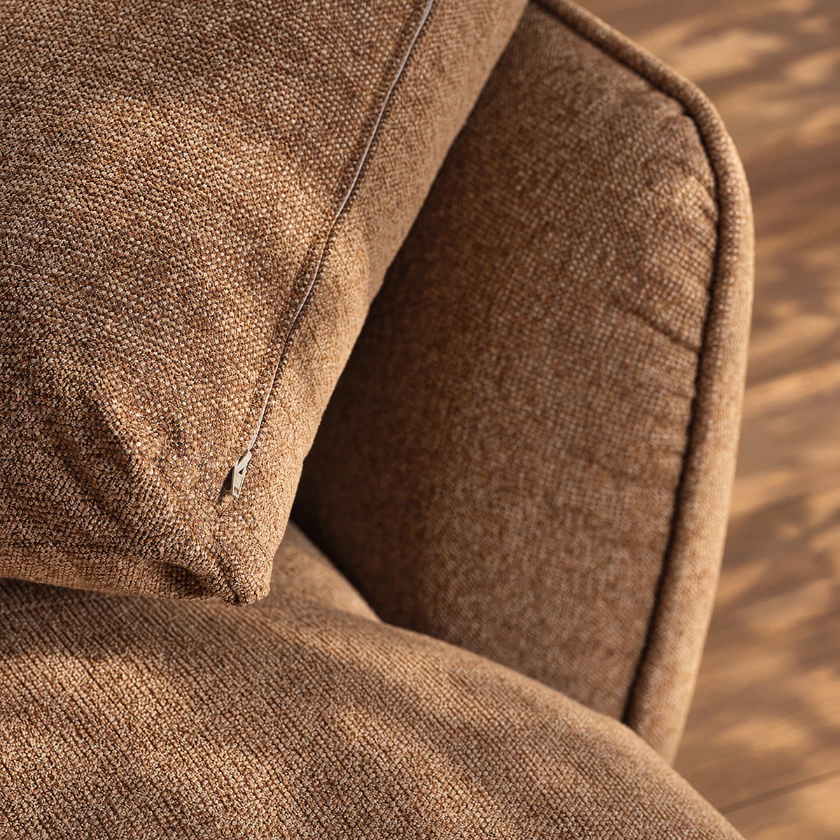 Canapé modulable angle droit 3 places en tissu texturé LEOPOLD marron clair chiné, BERAH GETAH