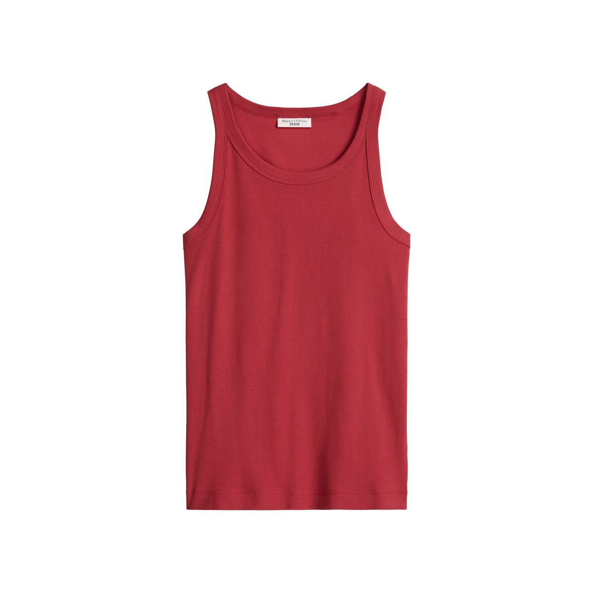 Débardeur côtelé DfC slim en jersey stretch de coton bio rouge, MARC O’POLO DENIM