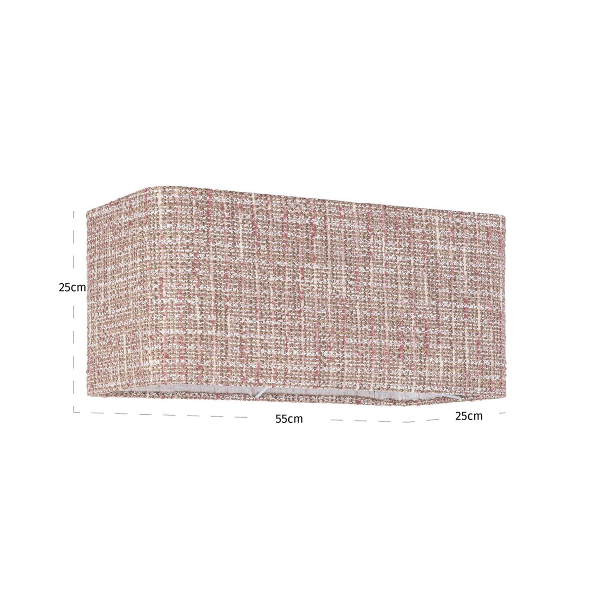 Abat-jour rectangulaire en tissu rose tissé effet chiné élégant, RECOLLECTION