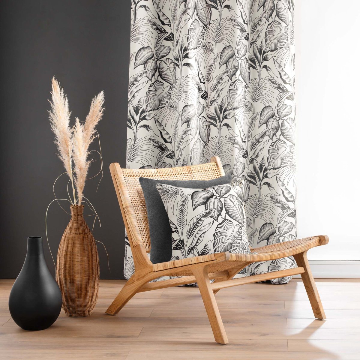 Coussin imprimé jungle PUNTA ecru, TOILINUX