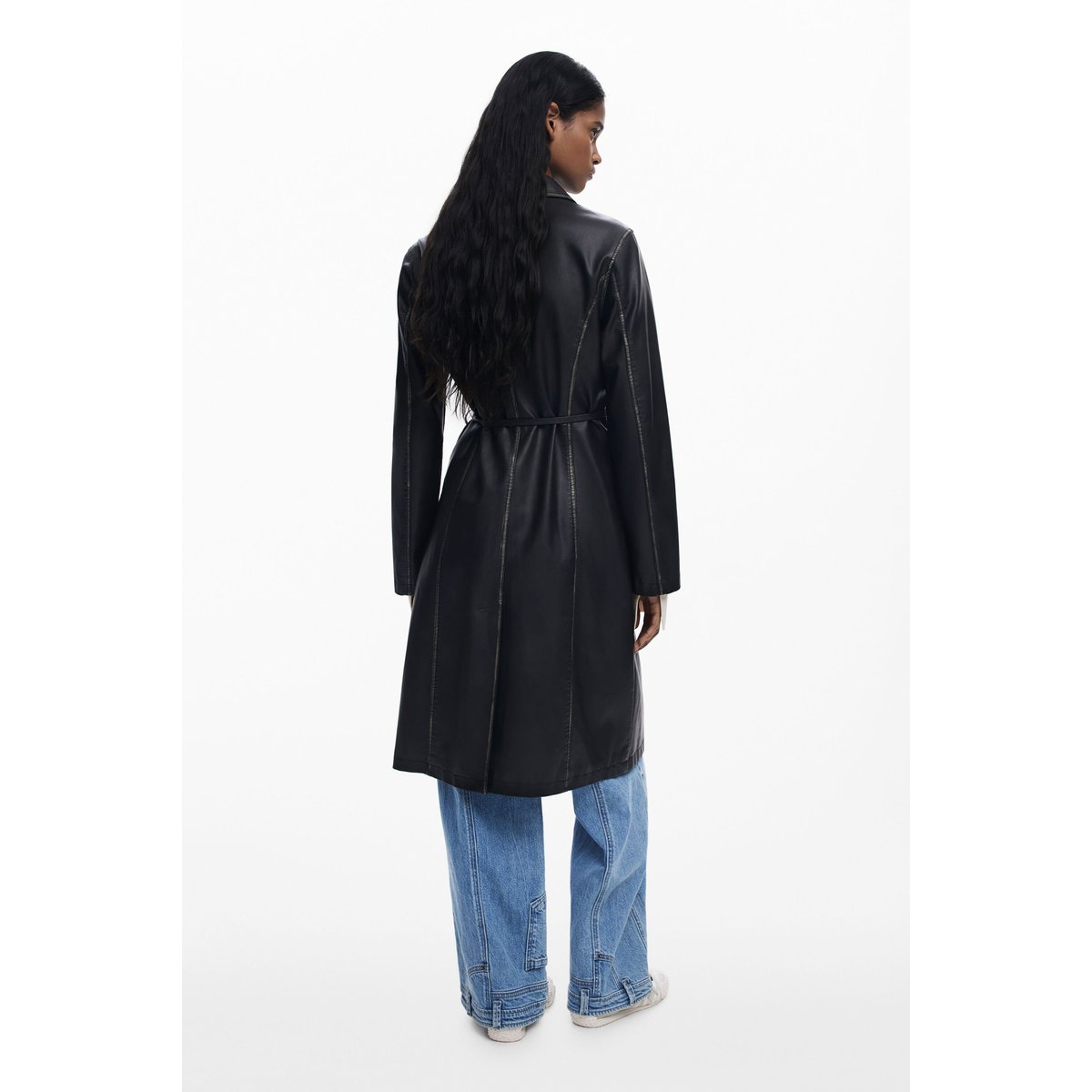 Veste longue effet cuir noir, DESIGUAL