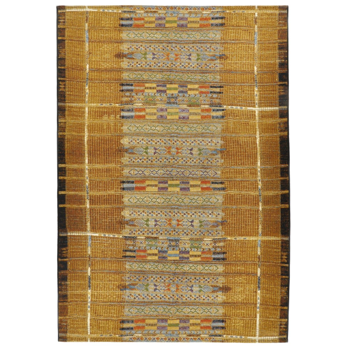 Tapis d'extérieur tissé plat à motifs géométriques - AURORA or, GINO FALCONE