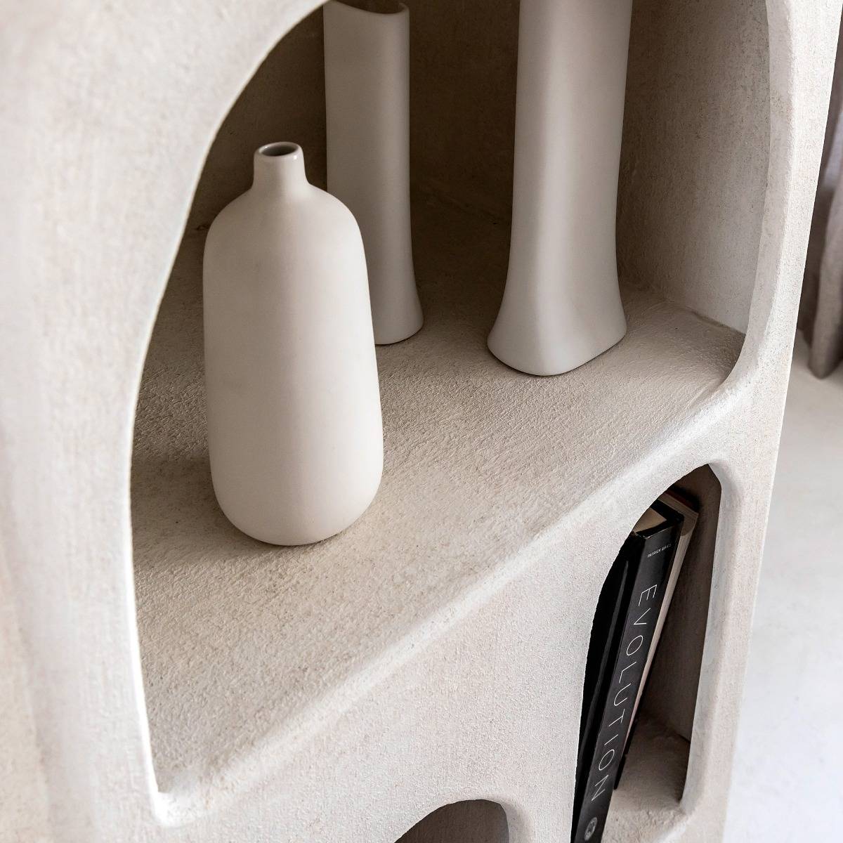 Bibliothèque en bois effet béton blanc  DANAÉ blanc, MADE IN MEUBLES 