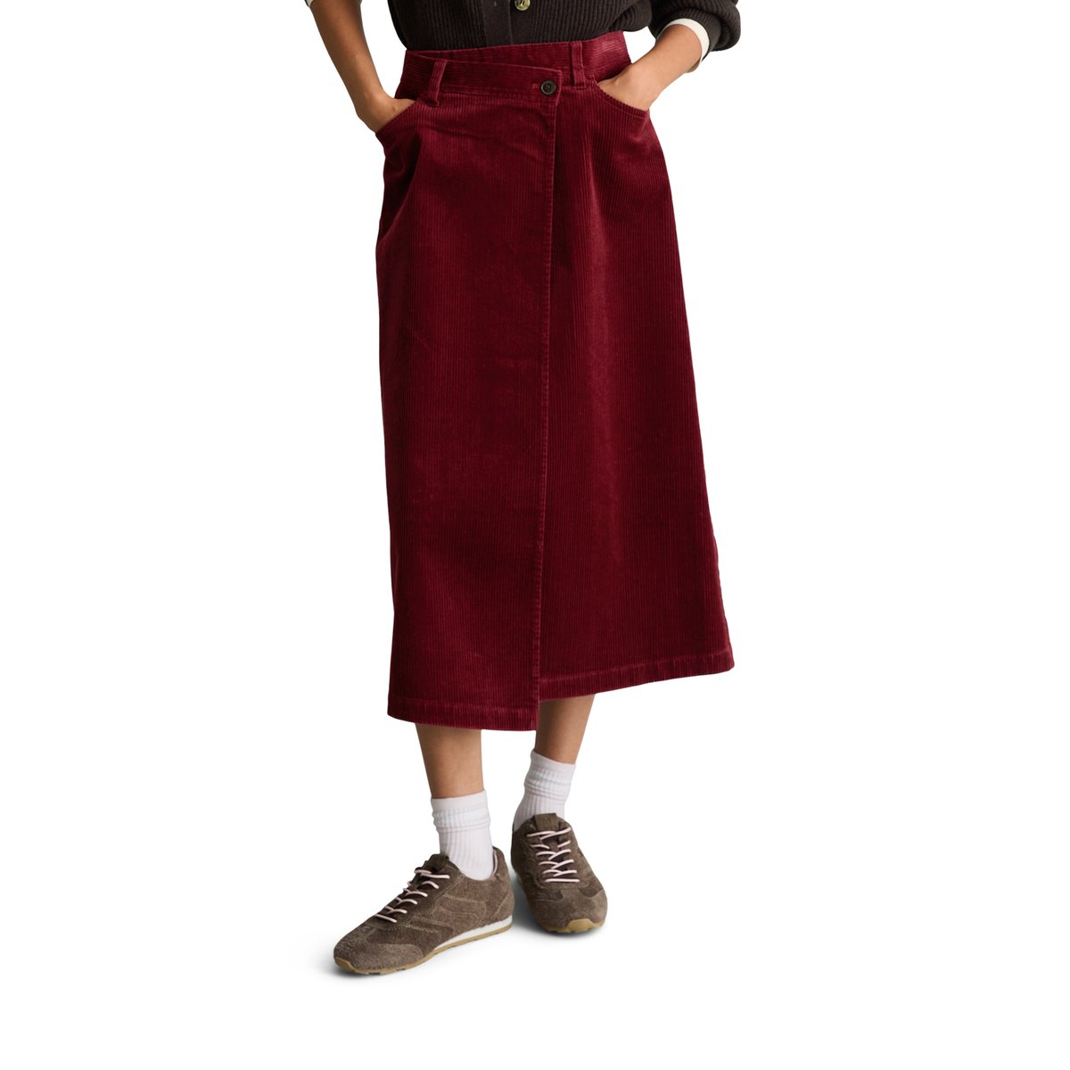 Jupe portefeuille en velours côtelé, coupe classique en coton stretch rouge, MARC O’POLO DENIM