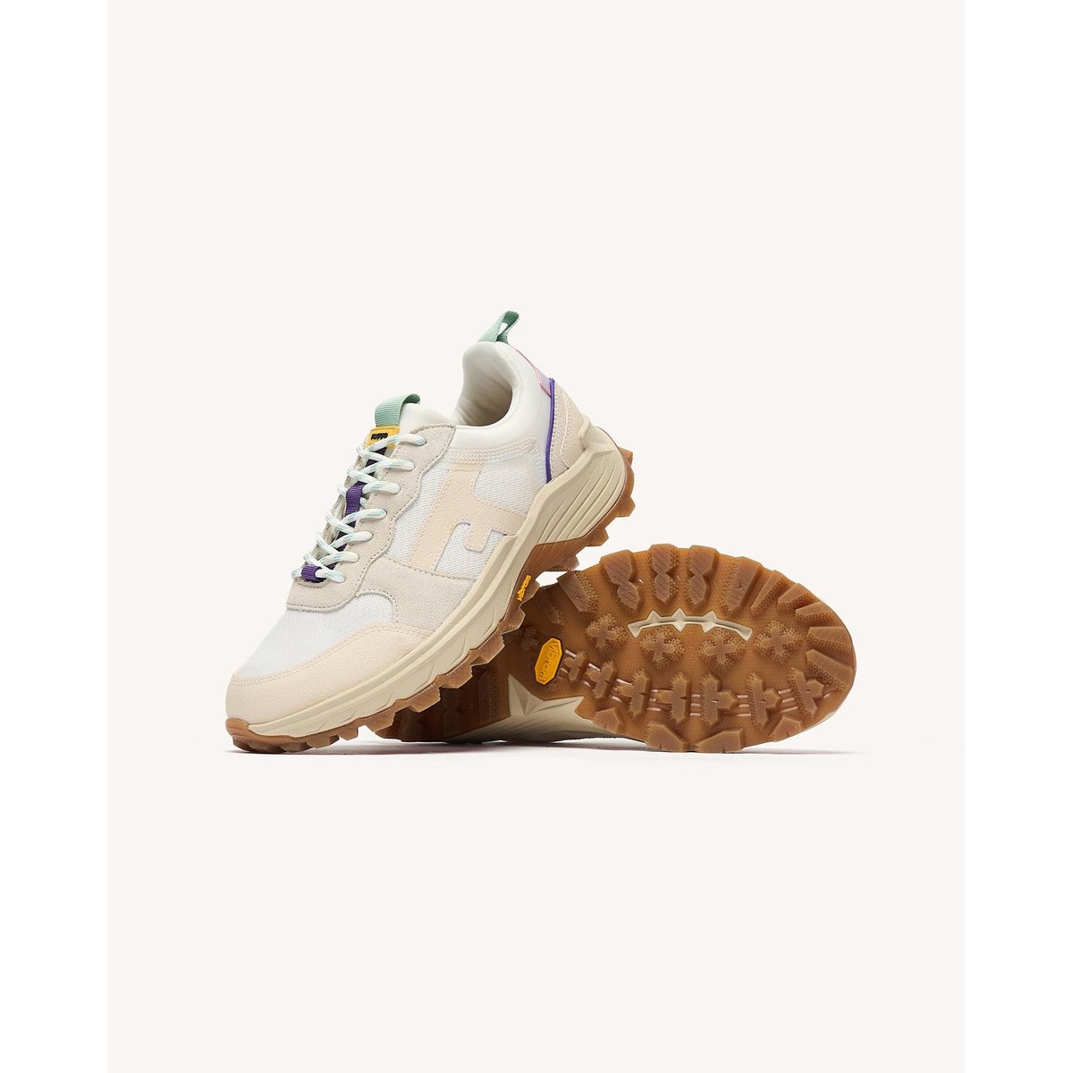 Running tissu suede HAZEL MONSTERA blanc et vert clair, FAGUO