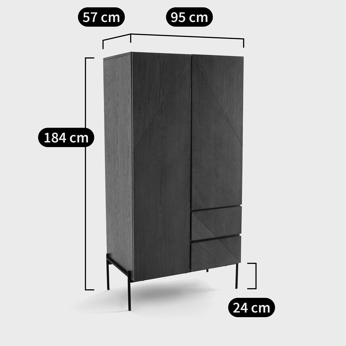 Armoire 2 portes Lodge naturel/noir, LA REDOUTE INTERIEURS