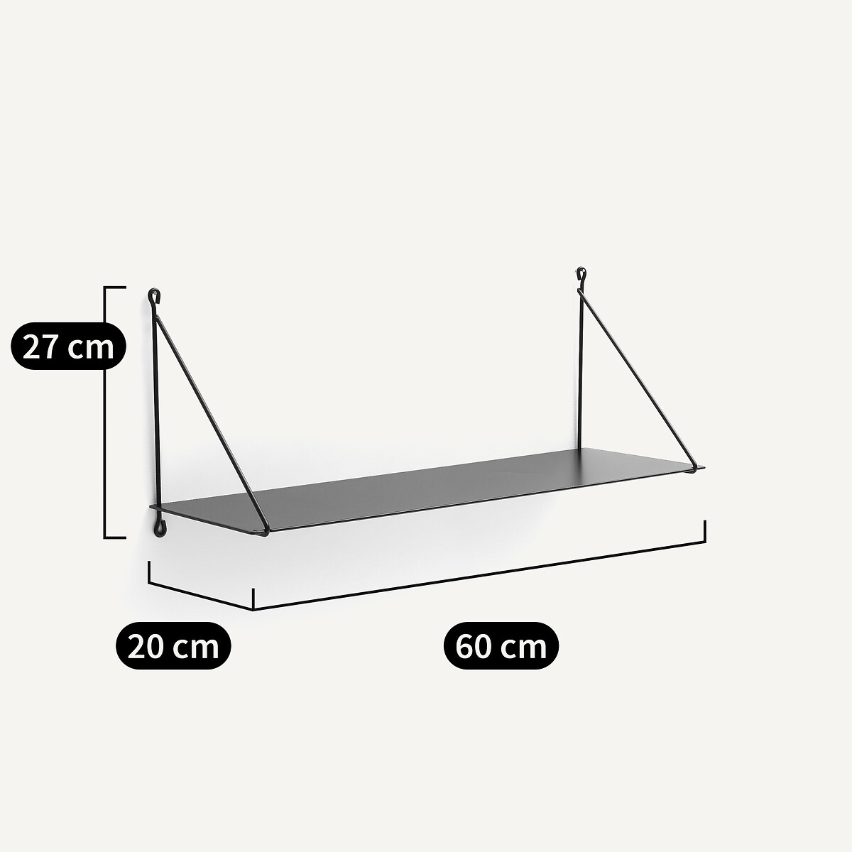 Estante de parede em aço L60 cm, Spirollo preto , AM.PM