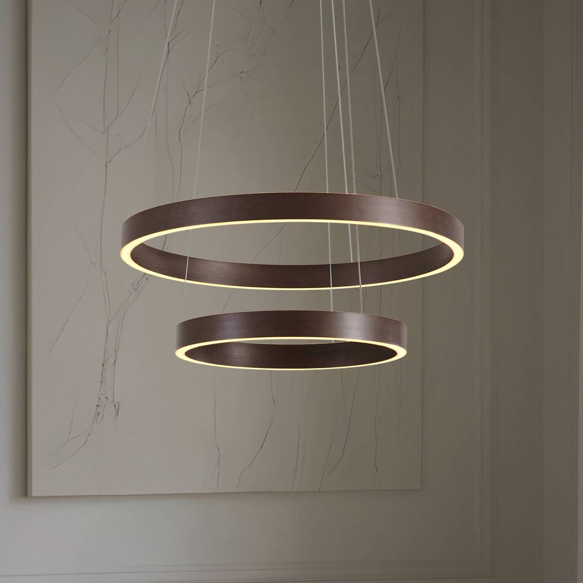 Suspension en métal moderneLED, Yonam marron café, blanc, LUCANDE