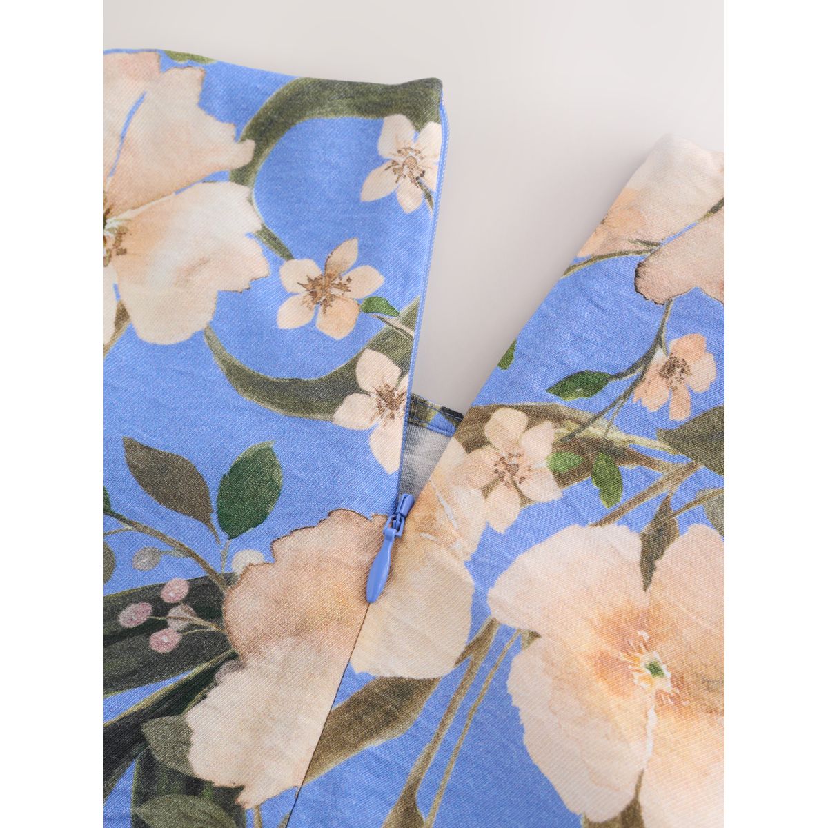 Robe longue droite trapèze sans manches imprimé floral bleu, NEXT