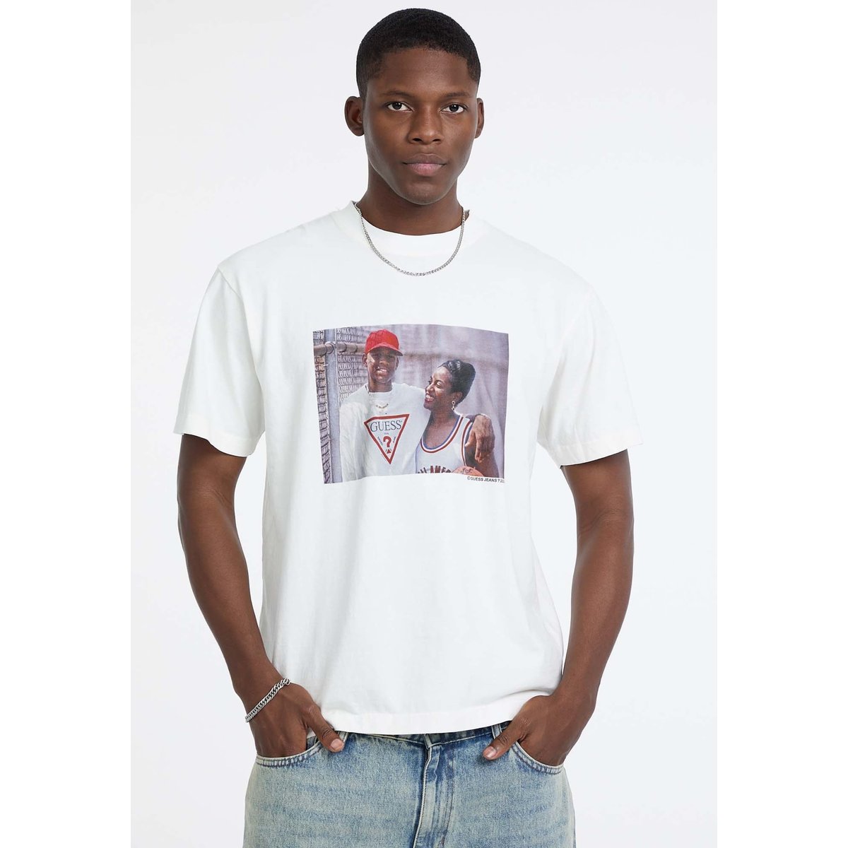 T-Shirt Imprimé Allen Iverson blanc, GUESS JEANS