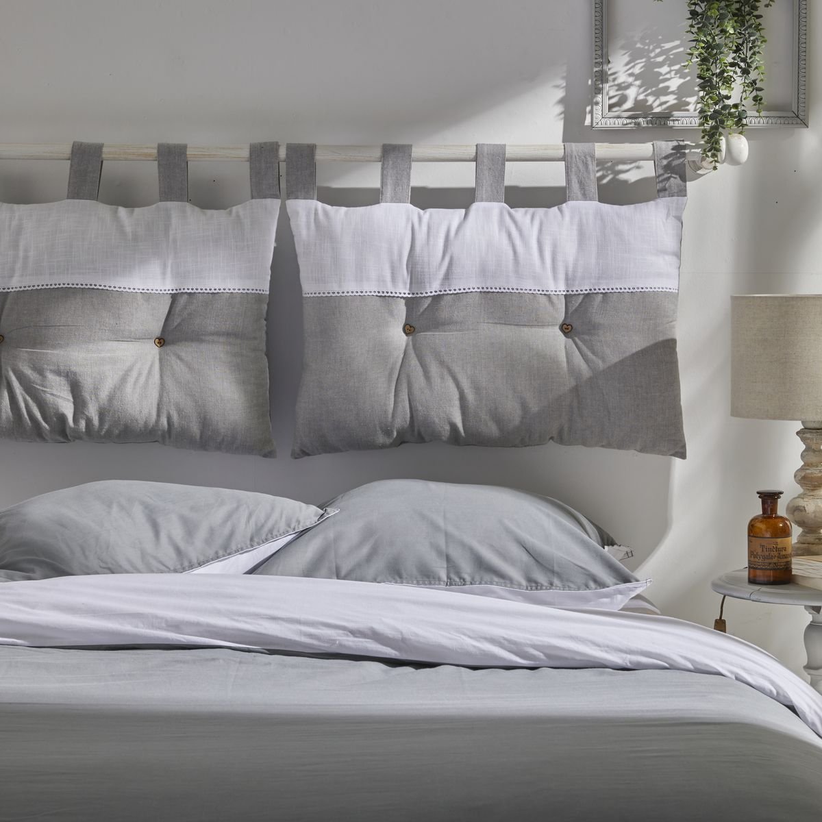 Parure de lit coton uni CHARME gris, TODAY