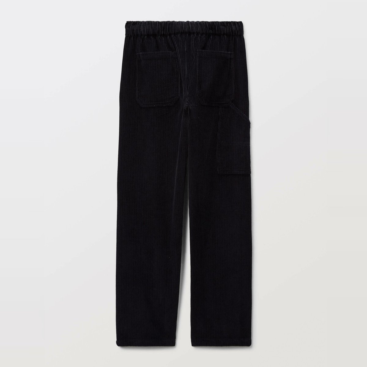 Pantalon droit élastiqué en velours côtelé marine, MONOPRIX