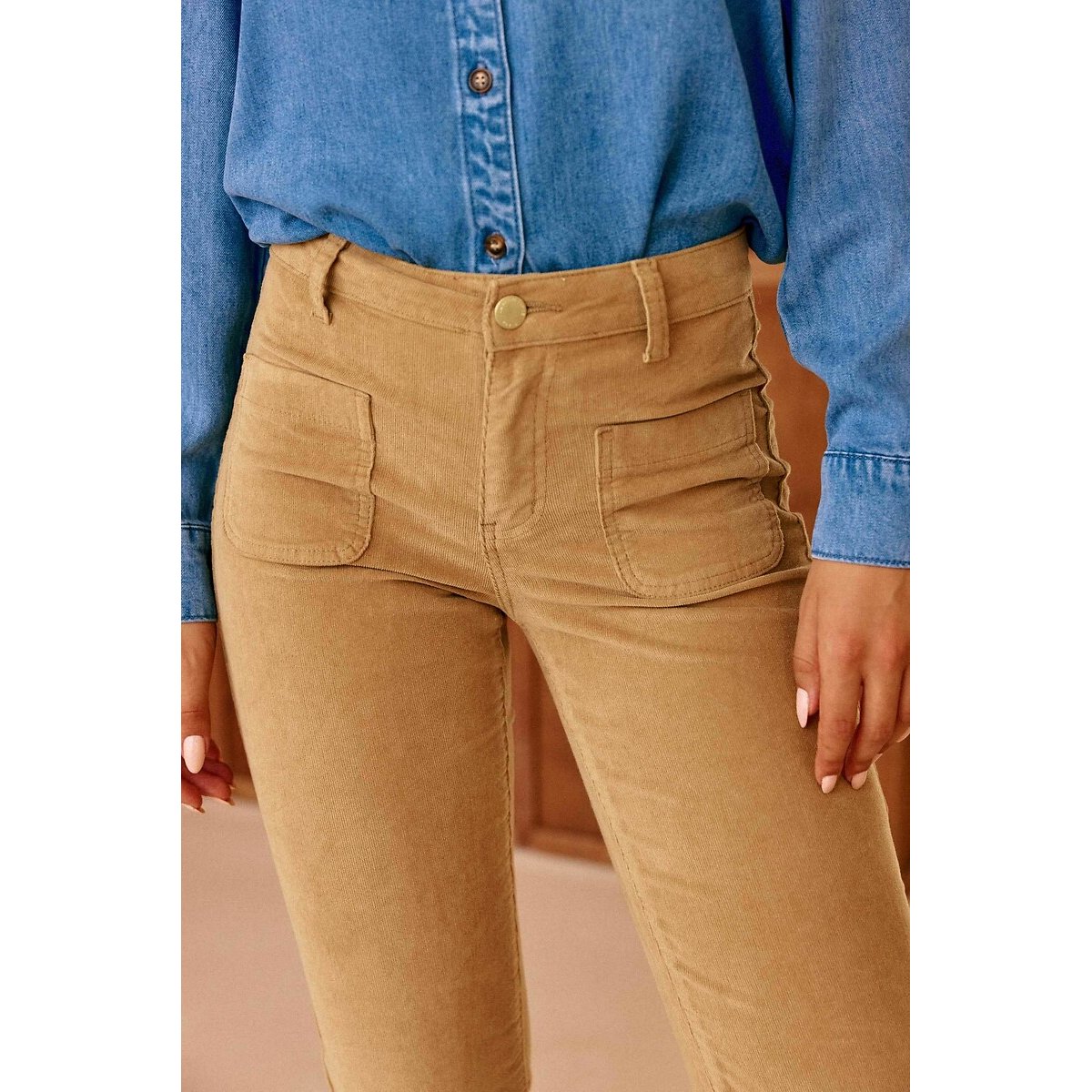 Sonny Velour Flared Trousers beige, LA PETITE ETOILE