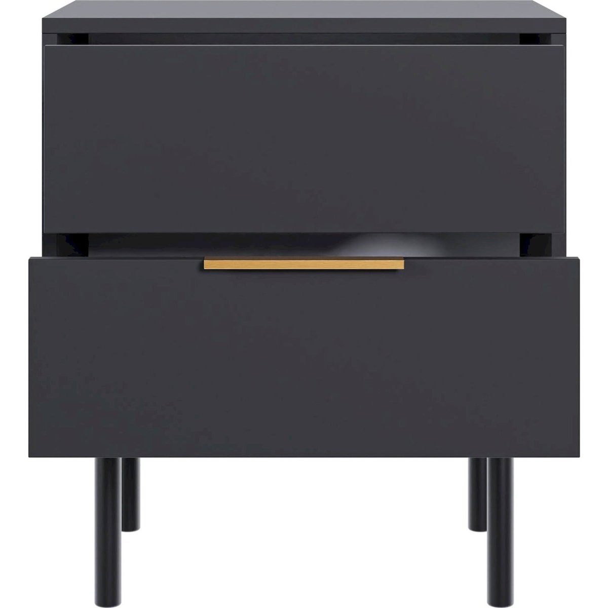 Table de chevet 2 tiroirs collection VIVIARO noir, RECOLLECTION