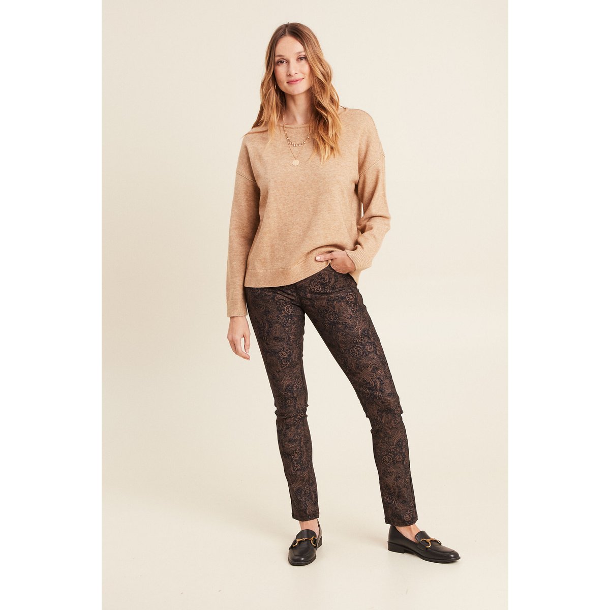 Pantalon coupe ajustée enduit rouille, BREAL