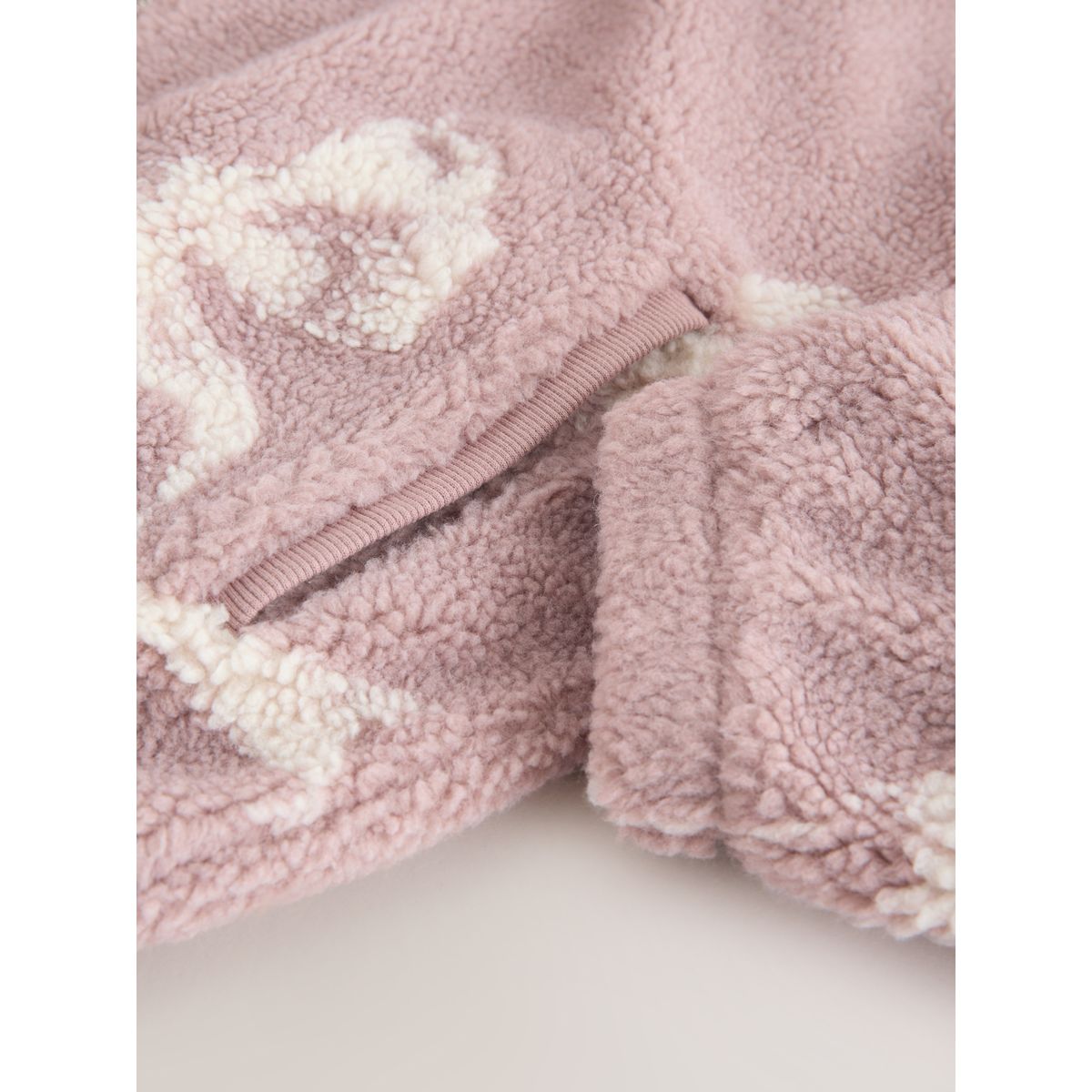 Veste polaire zippée en peau lainée noeud rose, NEXT