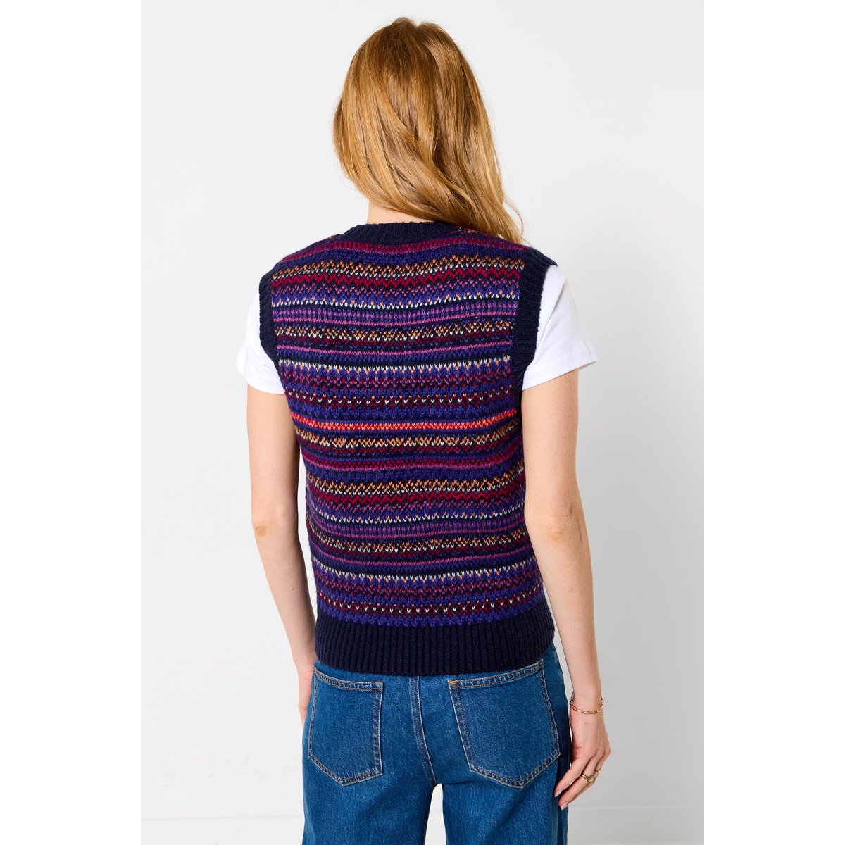Gilet Boutonné Fair Isle Freya violet, JOE BROWNS