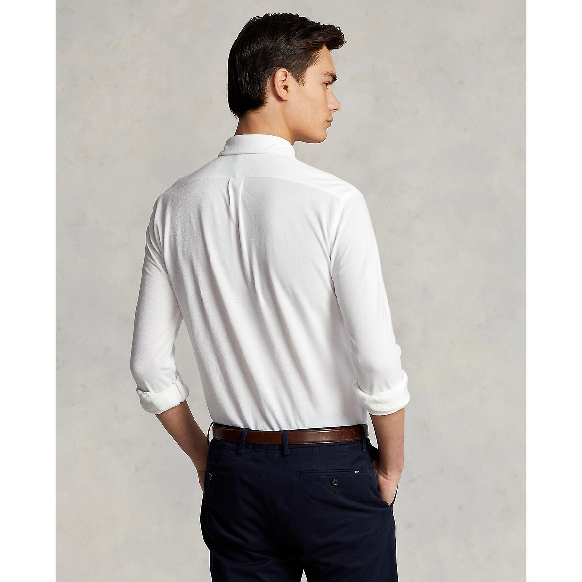 Camisa de piqué de algodón ultraligero blanco, POLO RALPH LAUREN