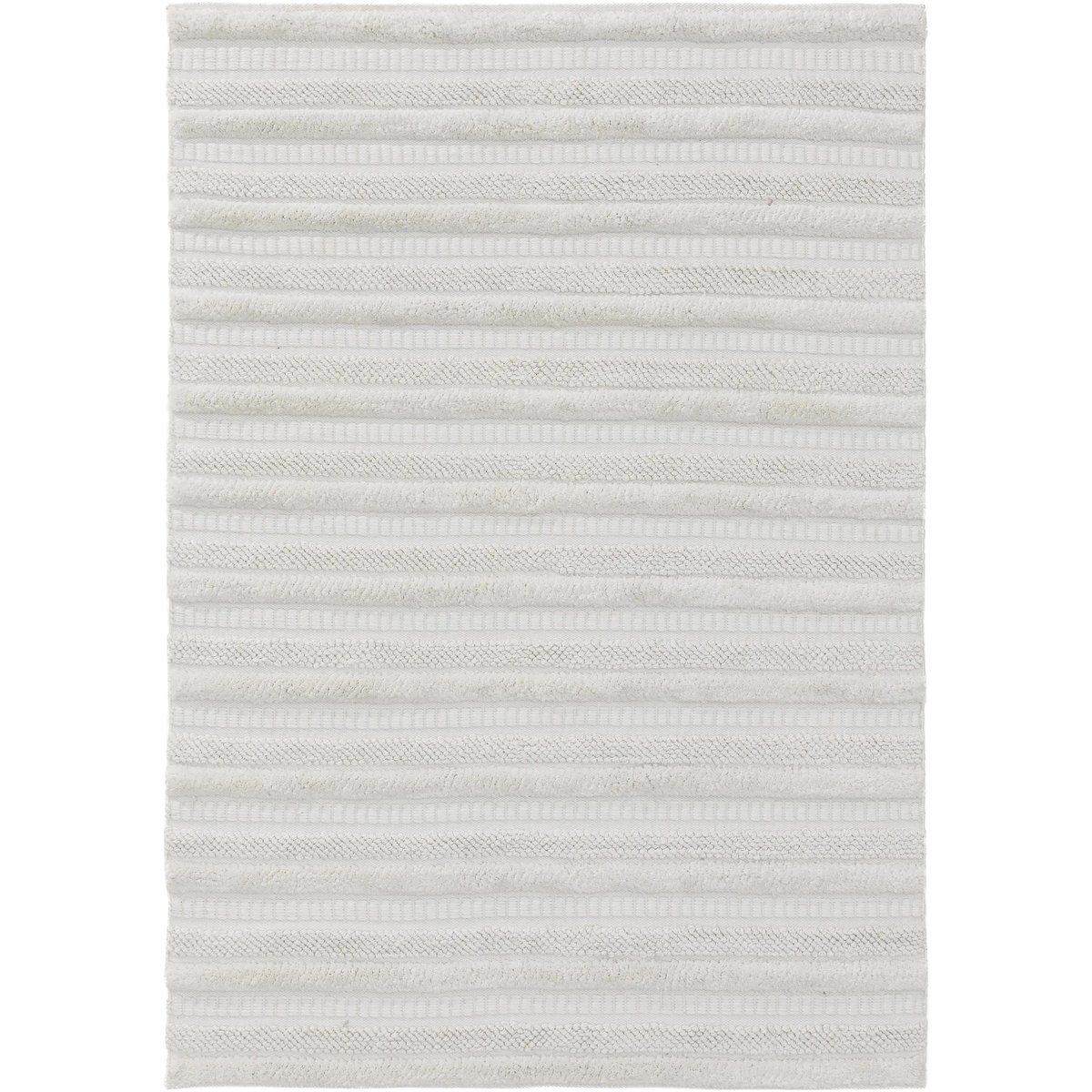 Tapis intérieur / extérieur fabriqué à partir de matériaux recyclés tissé main TONI ivory, BENUTA