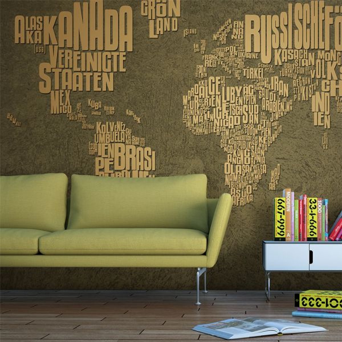 Papier peint intissé panoramique Carte du monde Conquered lands beige, EDEN