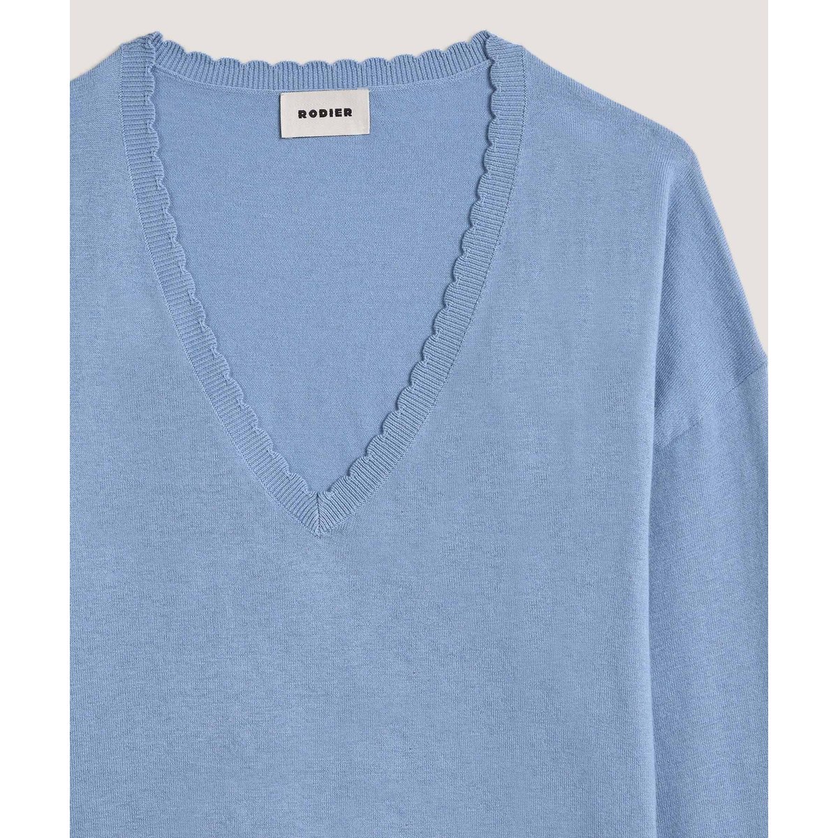 Pull col V bleu gris, RODIER