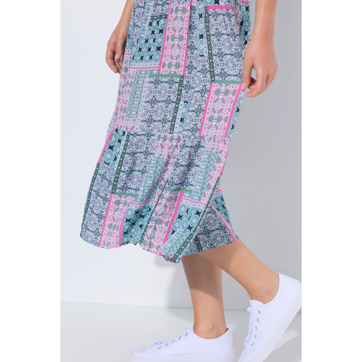 Jupe midi taille élastique et coupe évasée rose vif, ULLA POPKEN