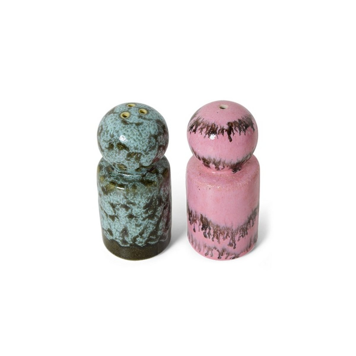 Salière poivrière grès vintage  set de 2 multicolore, HKLIVING