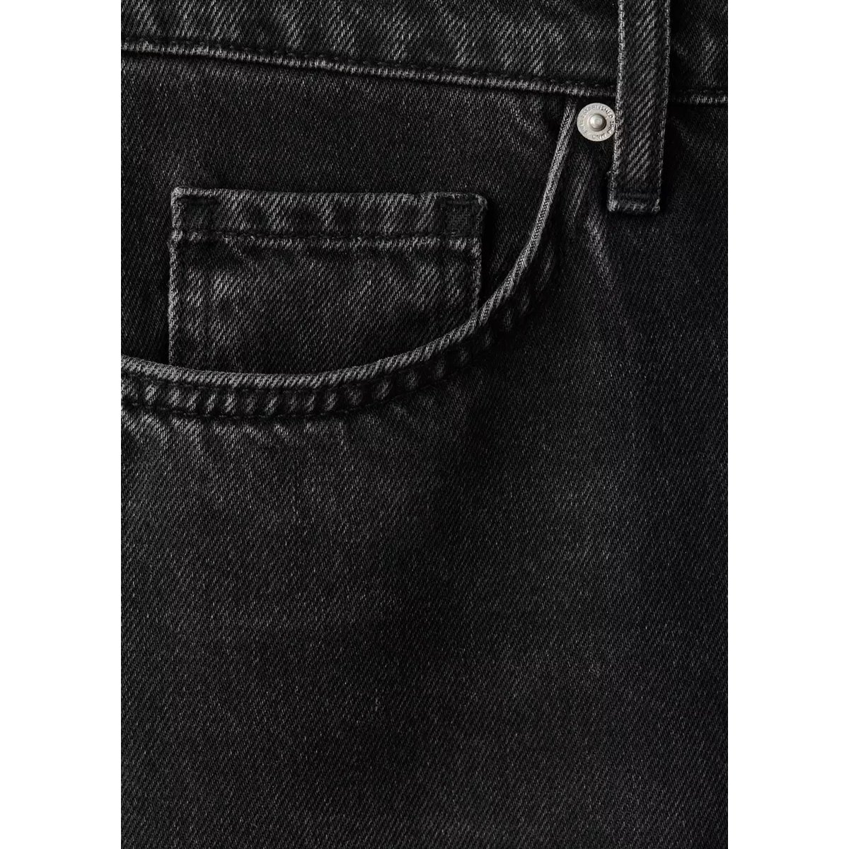 Jean droit regular waist black denim, MANGO