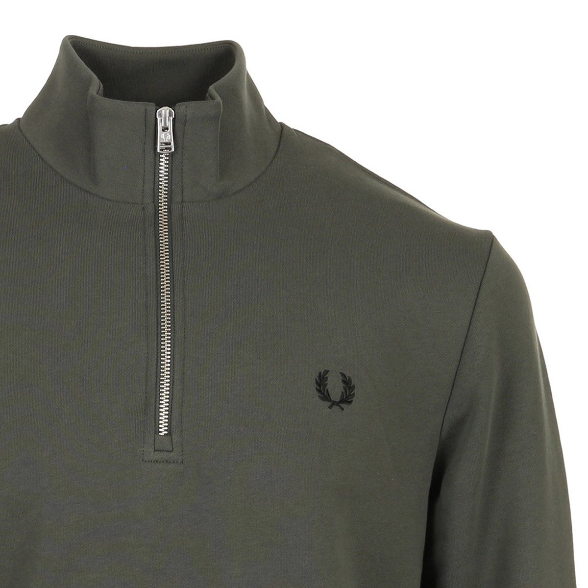 Sweat HALF ZIP field green black, FRED PERRY