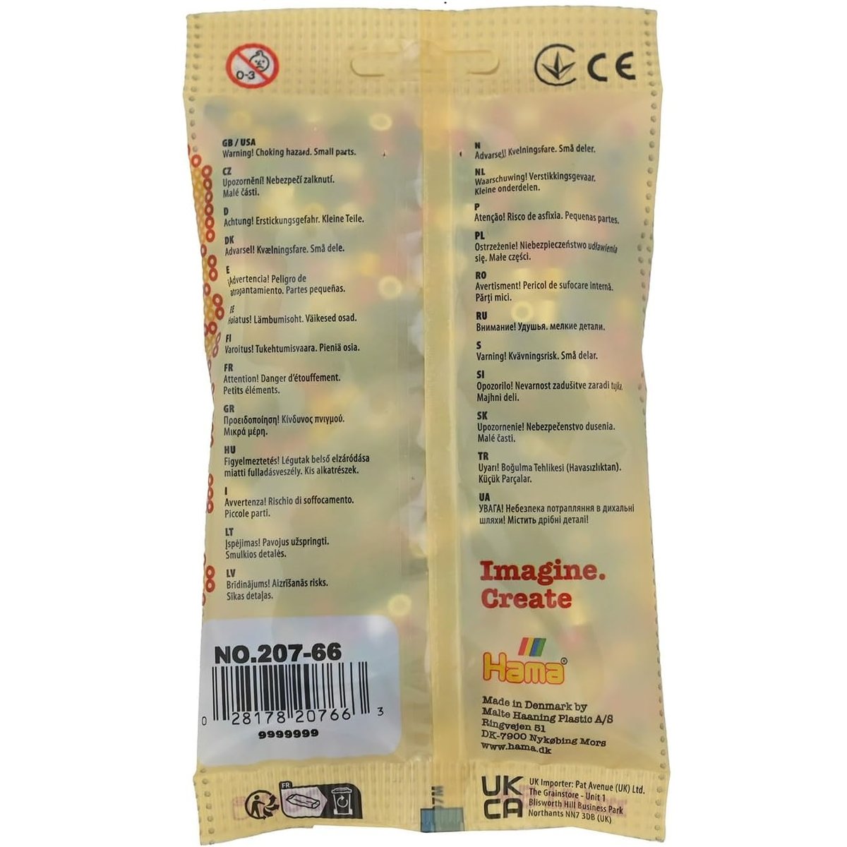 Sachet 1000 perles plastique Midi base mix 6 couleurs beige, HAMA