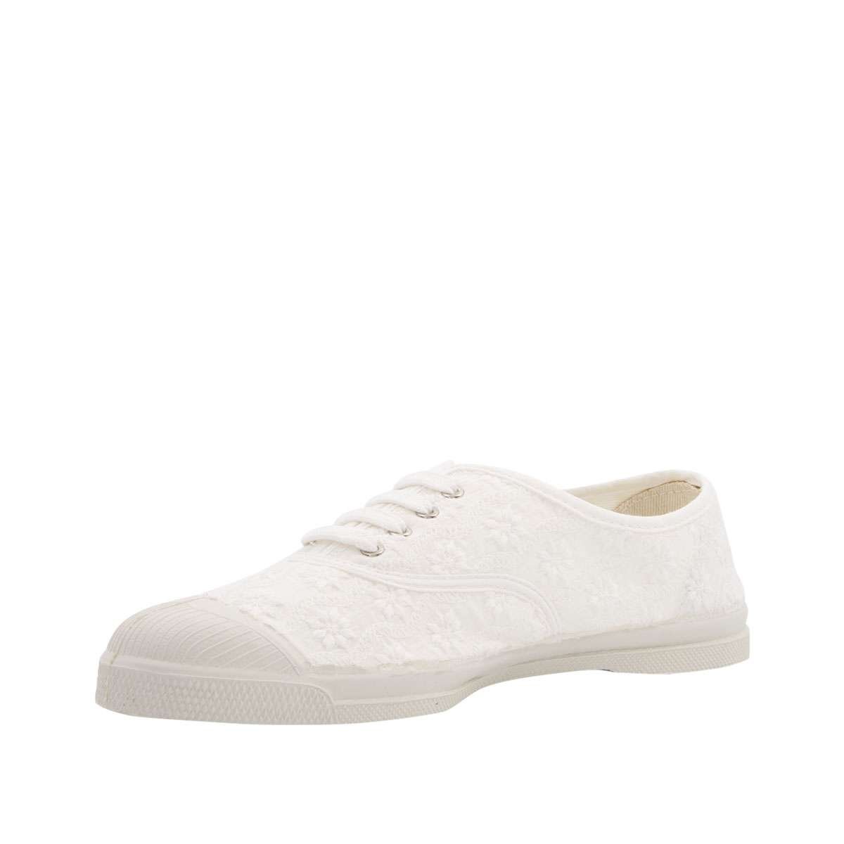 Tennis à lacets broderie ecru, BENSIMON