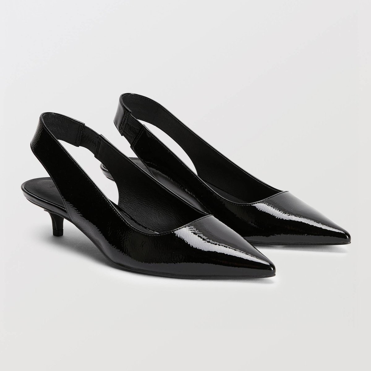 Slingback en cuir noir, MONOPRIX