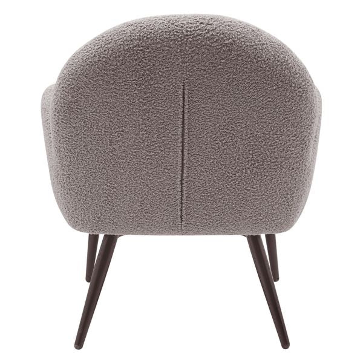 Fauteuil tissu effet laine bouclette gris foncé taupe, ZAGO