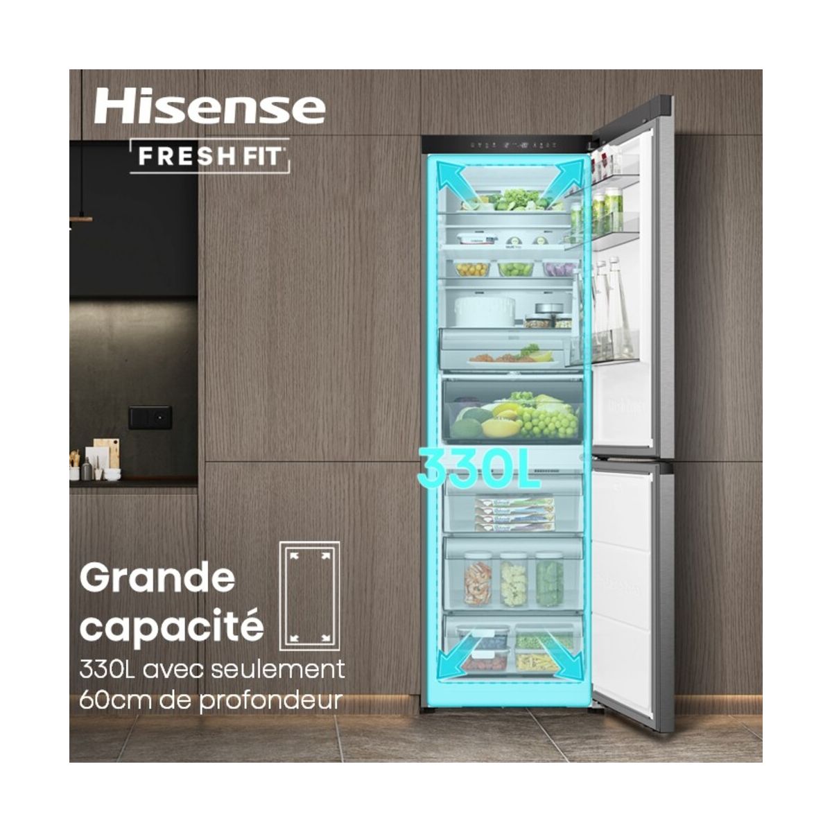 Réfrigérateur combiné RB3K330SAIC FreshFit couleur unique, HISENSE